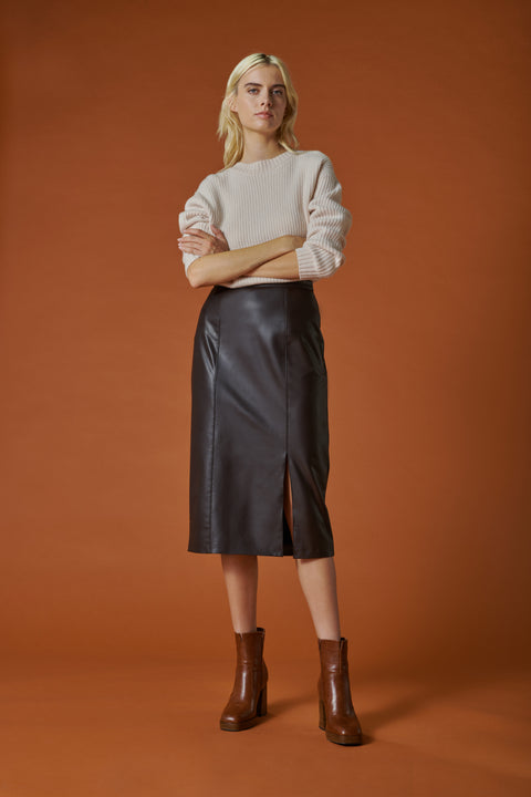 Plus-Size (Faux) Leather Midi Skirts Shopping Guide