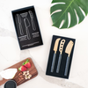 Black Leather and Brass Cheese Knife Set