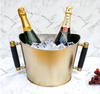 Black Leather and Brass Champagne Bucket