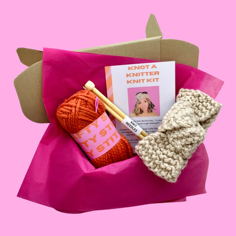 Knot A Knitter Knit Kit, beginner knitting kit, learn to knit kit