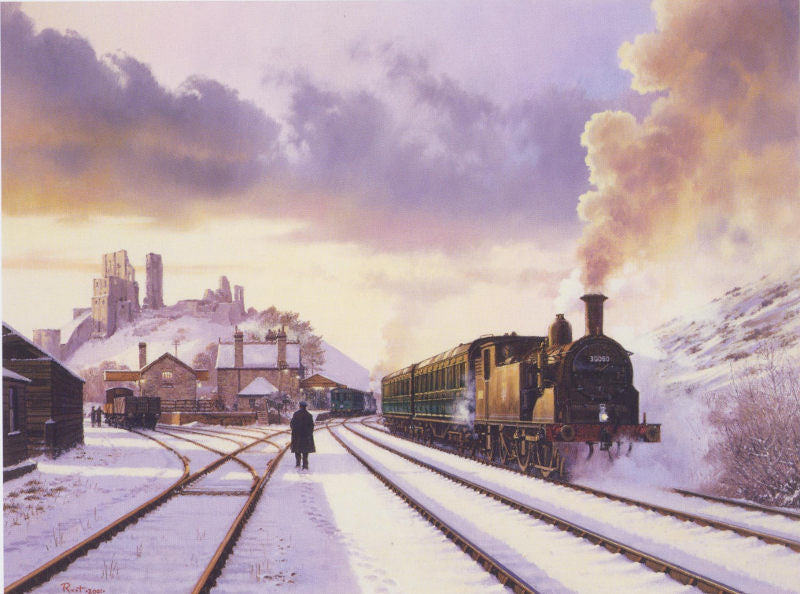 Swanage Railway Corfe Castle Southern Railway Christmas Card by Railway