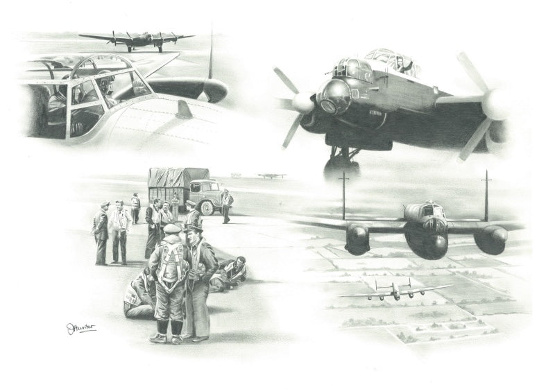 Avro Lancaster Aviation Art Drawing Print By John Hunter Gava — Hansen