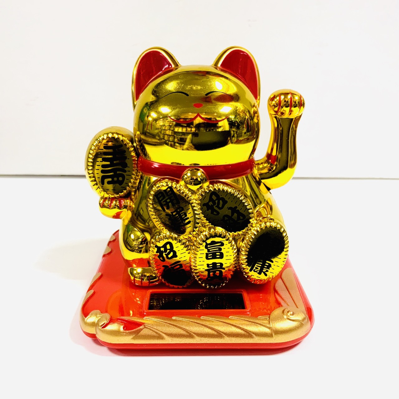 ソーラー 招き猫 金運 開運 小判 猫 Lucky cat 日本 お土産 大サイズ