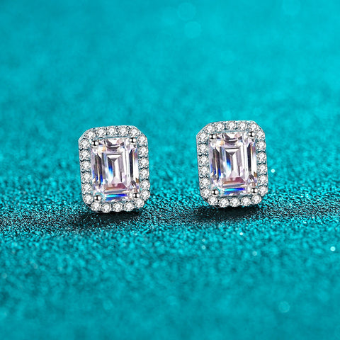 8k yellow gold moissanite emerald cut earrings