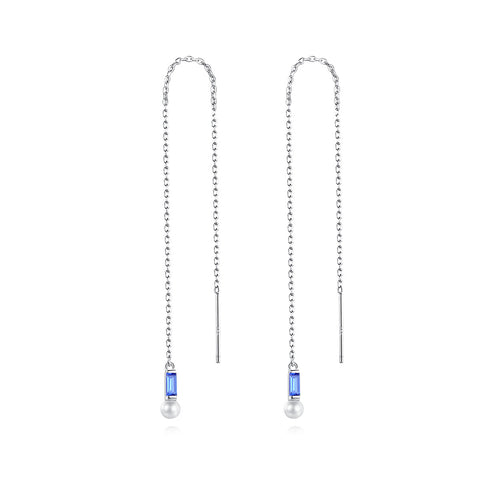 pearl threader earrings