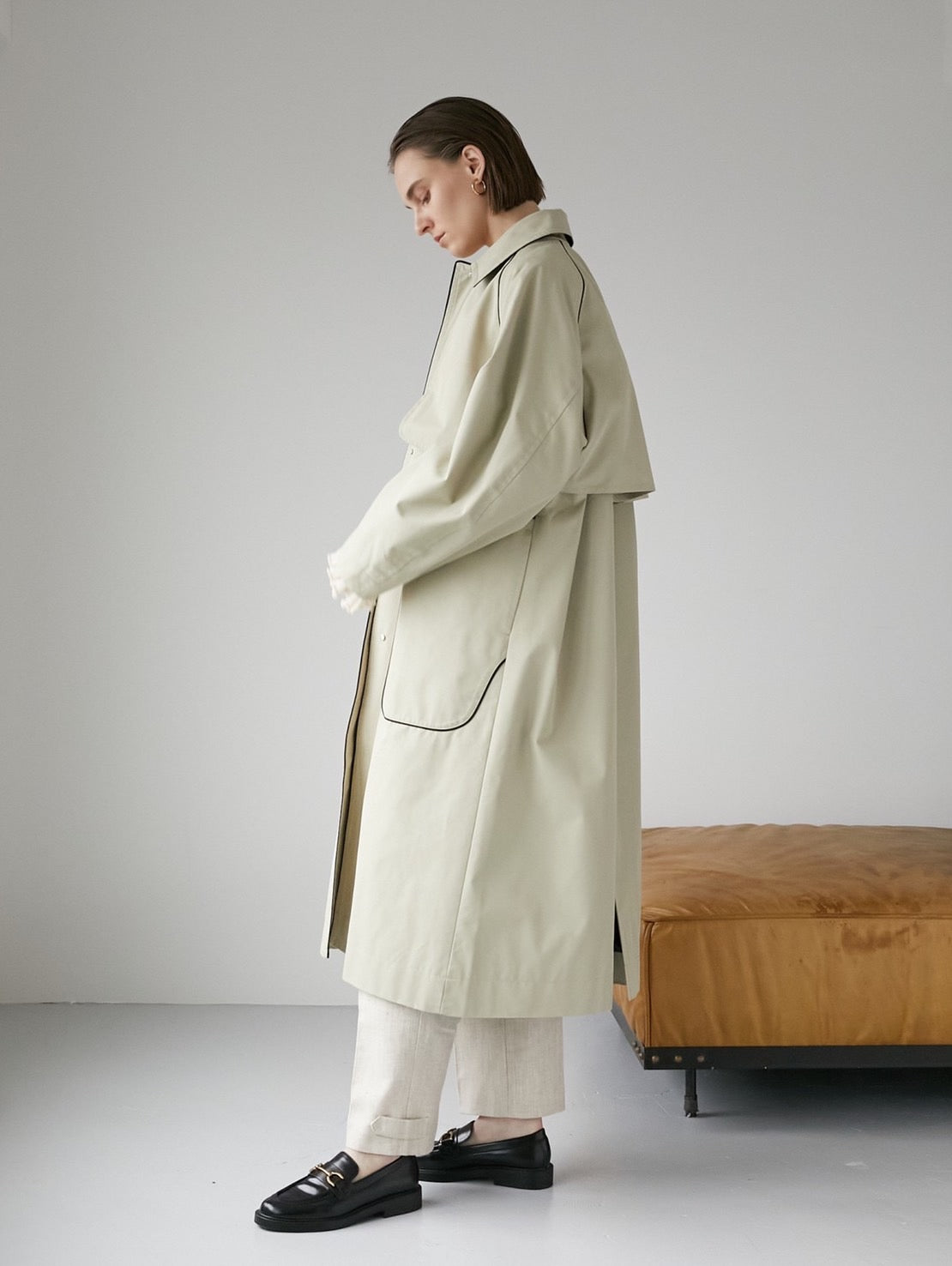 piping 2way trench coat