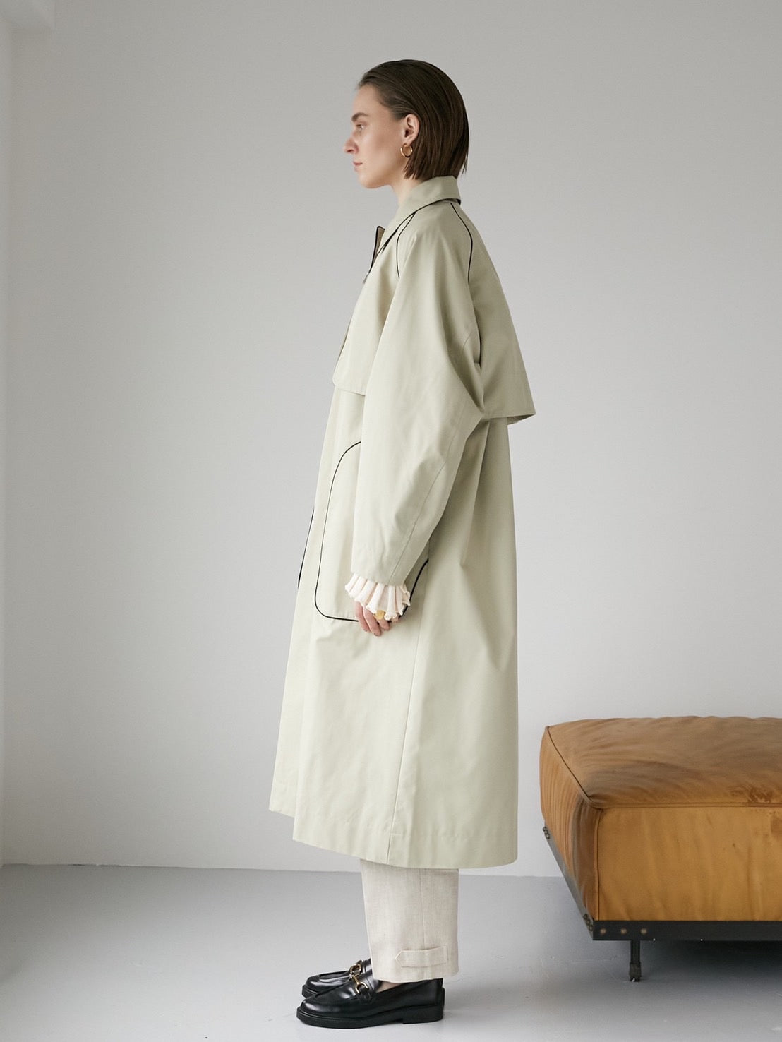 piping 2way trench coat