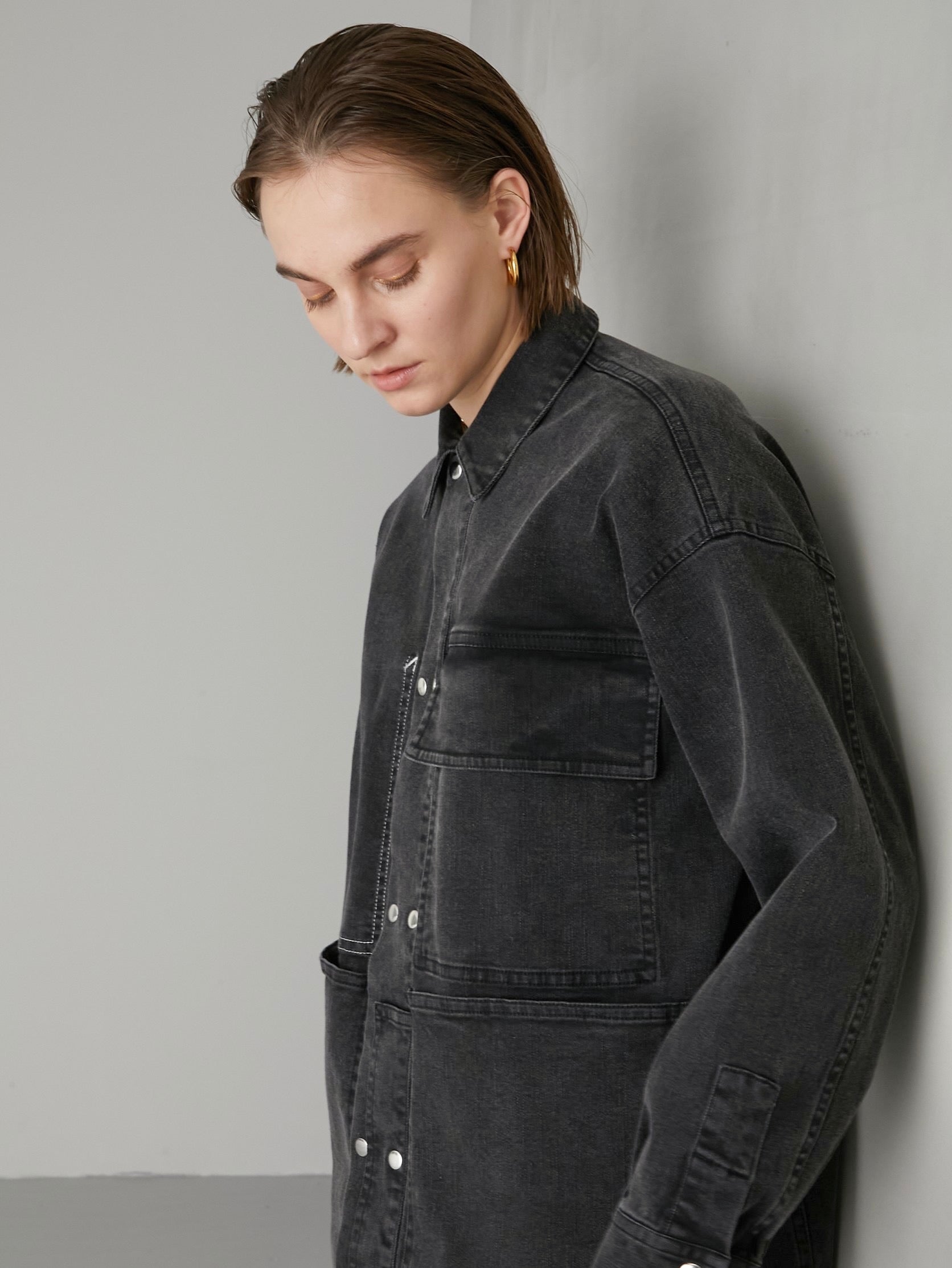 送料込・まとめ買い LA PEAU DE GEM black denim coverall - 通販