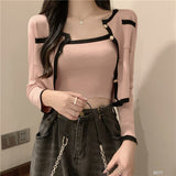 Long-Sleeved Knitted Cardigan Jacket 8577