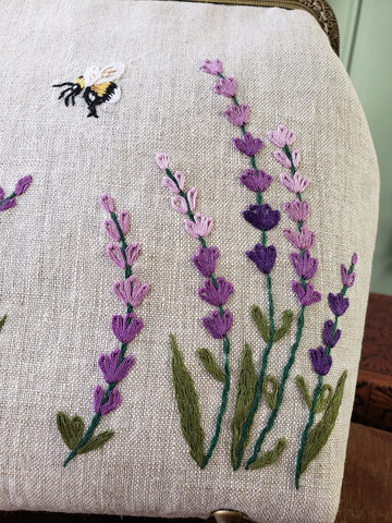 Detail of lavender embroidery