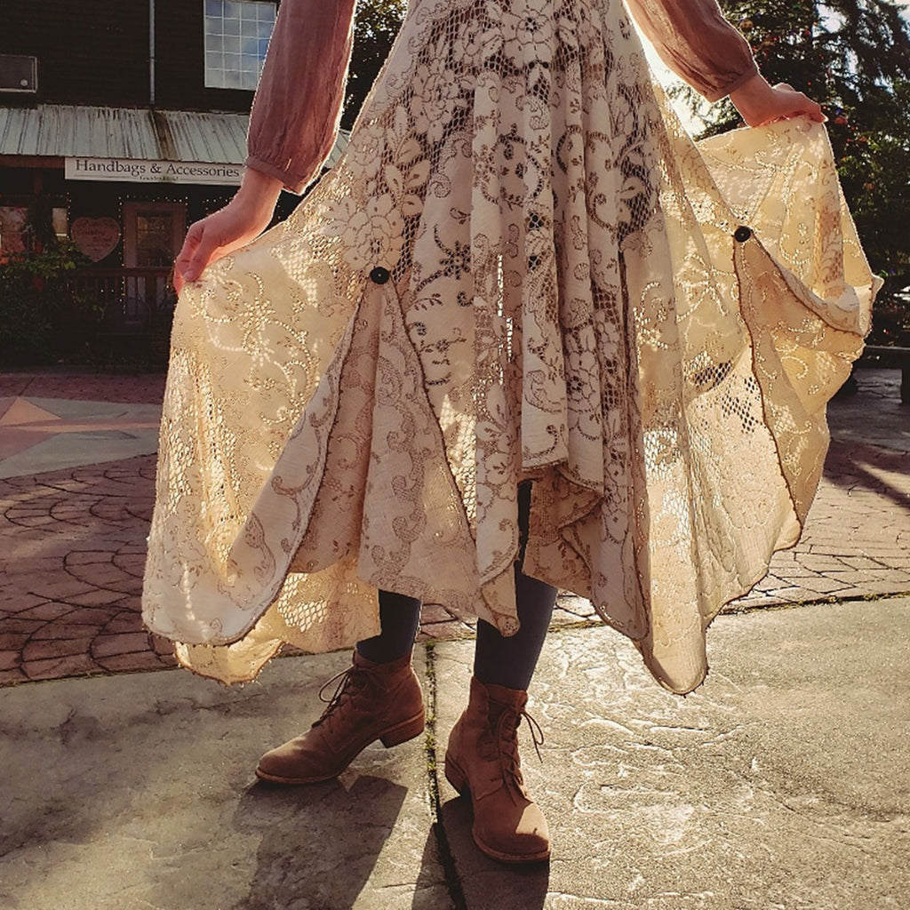 Lace tablecloth skirt