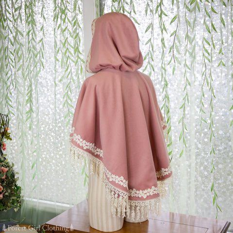 Pink Wool Forest Cape back