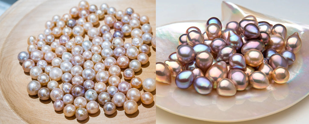 Freshwater pearls in a variety of colors