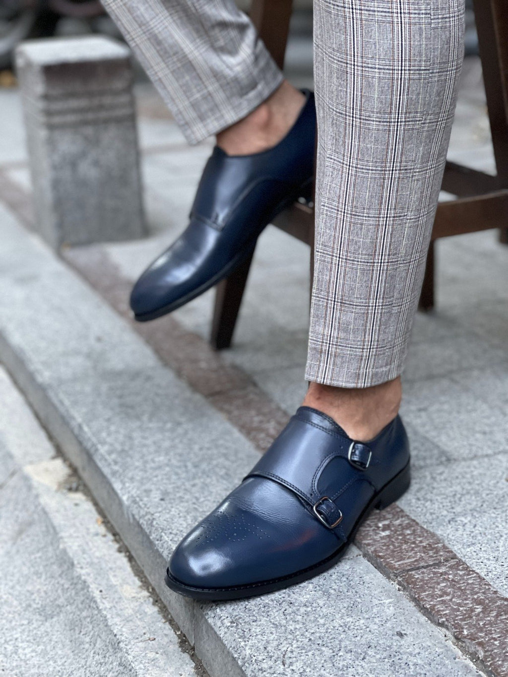 Monteri Navy Blue Suede Tassel Loafers