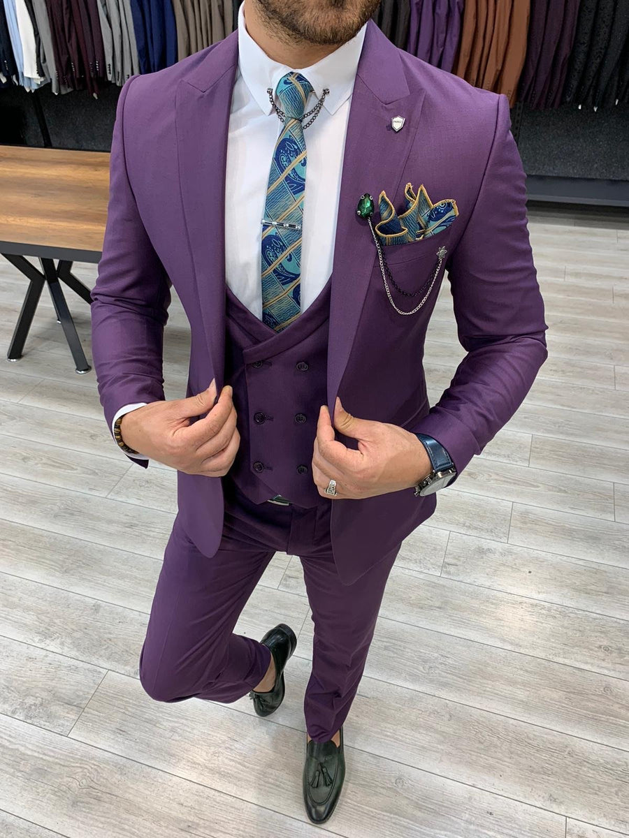 Verona Purple Slim Fit Wool Suit | VICLAN