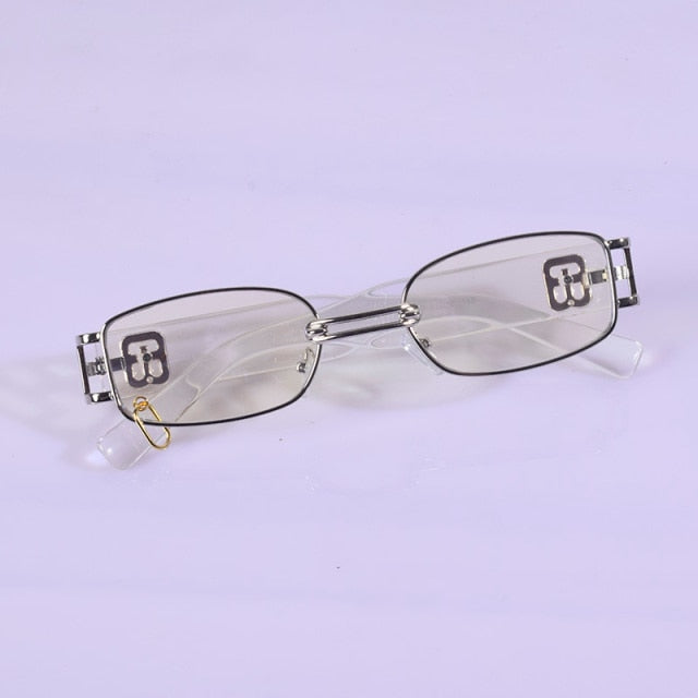 Luxury Square Vintage Metal Black Lenses Sunglasses