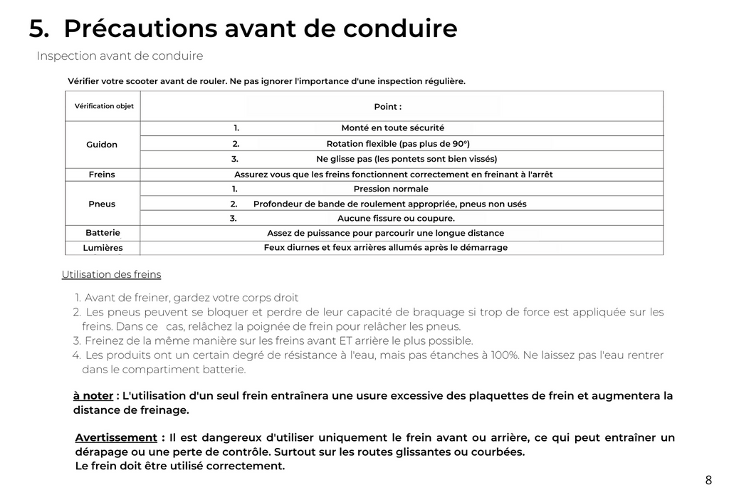 précautions de sécurité citycoco avant de conduire