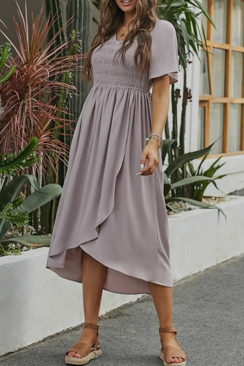 Casual Solid Flounce Square Collar Straight Dresses