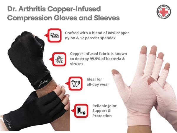 dr. arthritis copper compression gloves_black and pink