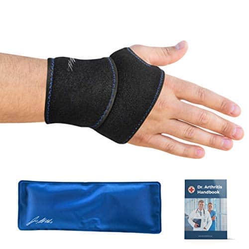 Wrist Ice Pack Wrap / Hand Support Brace with Reusable Gel Pack & Dr. Arthritis Handbook
