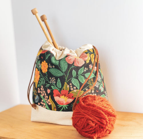 Floral Rifle Paper Co fabric knitting project bag – Grannys On the Go