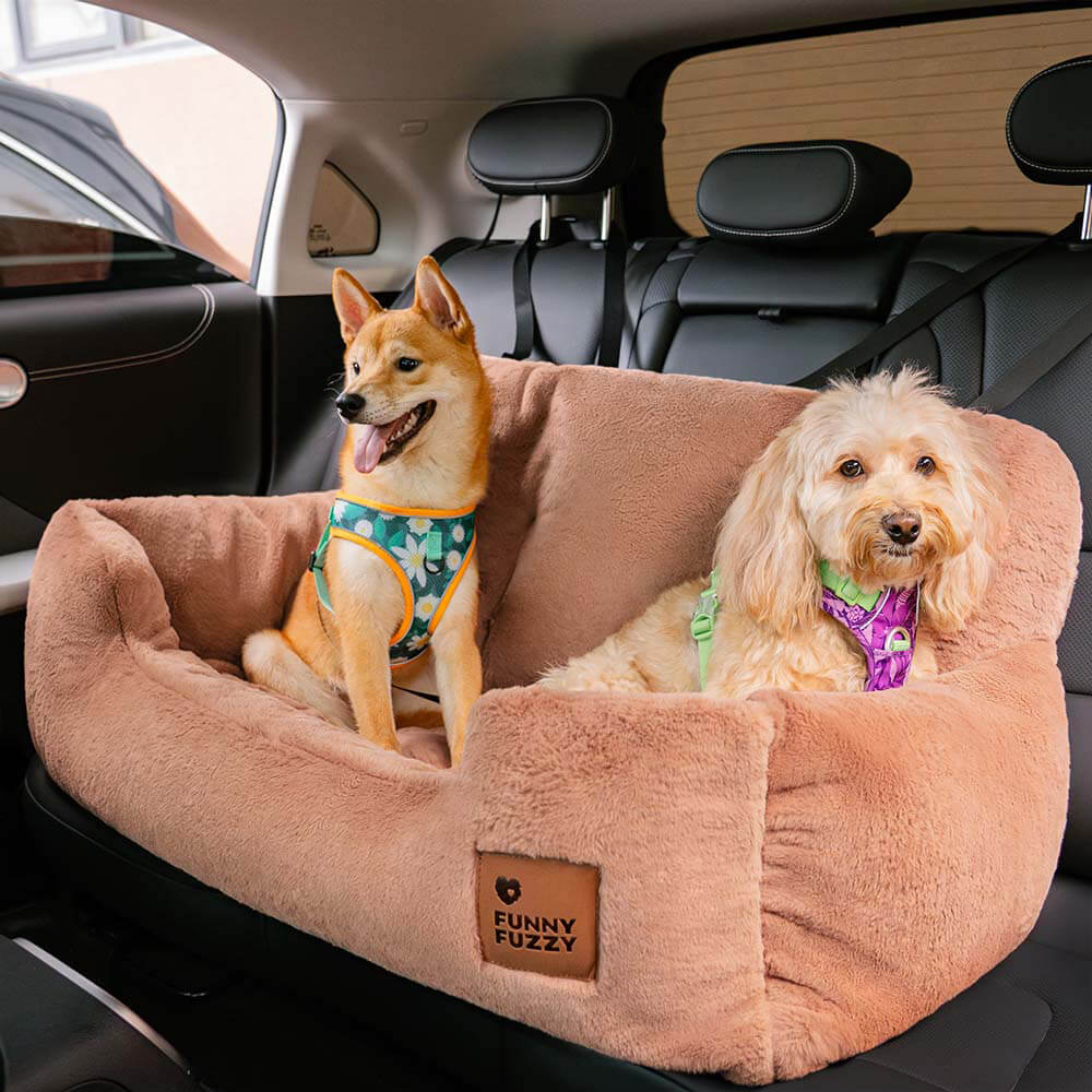 Vintage Heart Checkerboard Dog Car Seat Bed - FunnyFuzzy