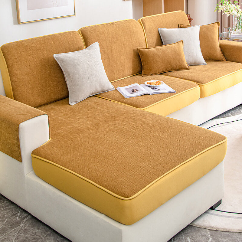 BUTORY Padded Sofa Cover for Leather Sofa Anti-Slip Seat Couch Cover with  Ropes Buckles Waterproof Sofa Slipcover Furniture Cushio 