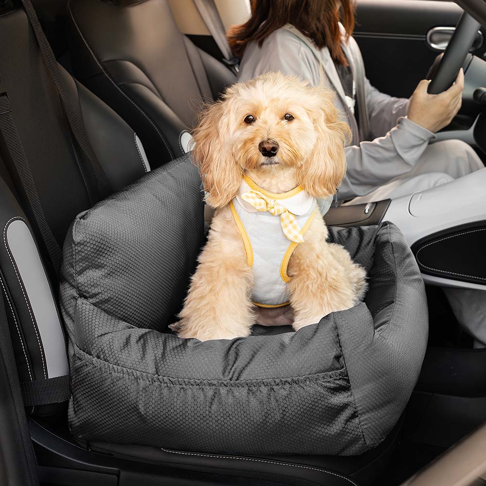 Waterproof Travel Bolster Dog Car Seat Bed, Black