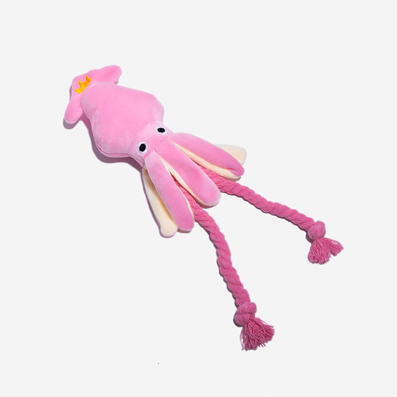 Image of Pink Squid Squeaky Plush Dog Toy