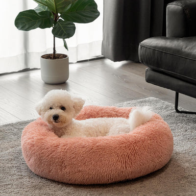 Cream-coloured Large Plaid Square Fuzzy Pet Dog Mat Bed Couch