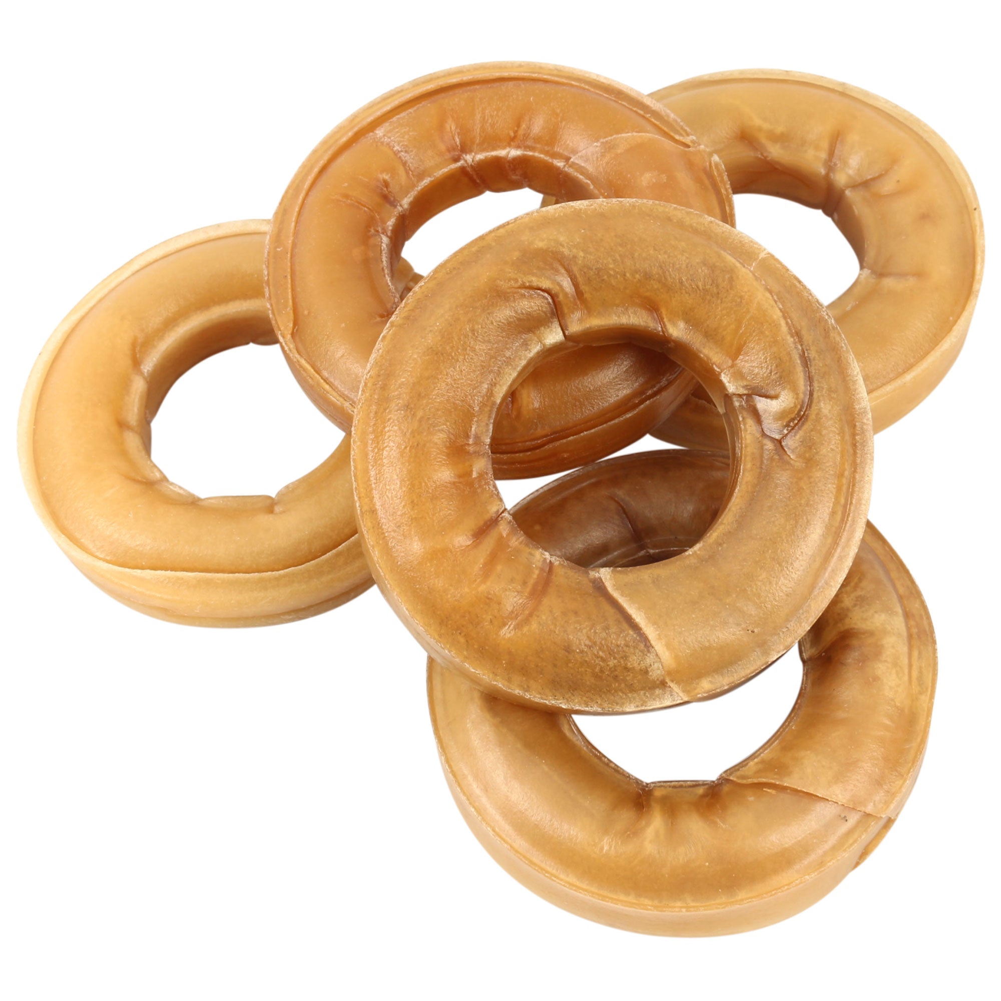 Image of Dog Life Natural Rawhide Pressed Dog Chew Rings 3 inches - 5 Pack