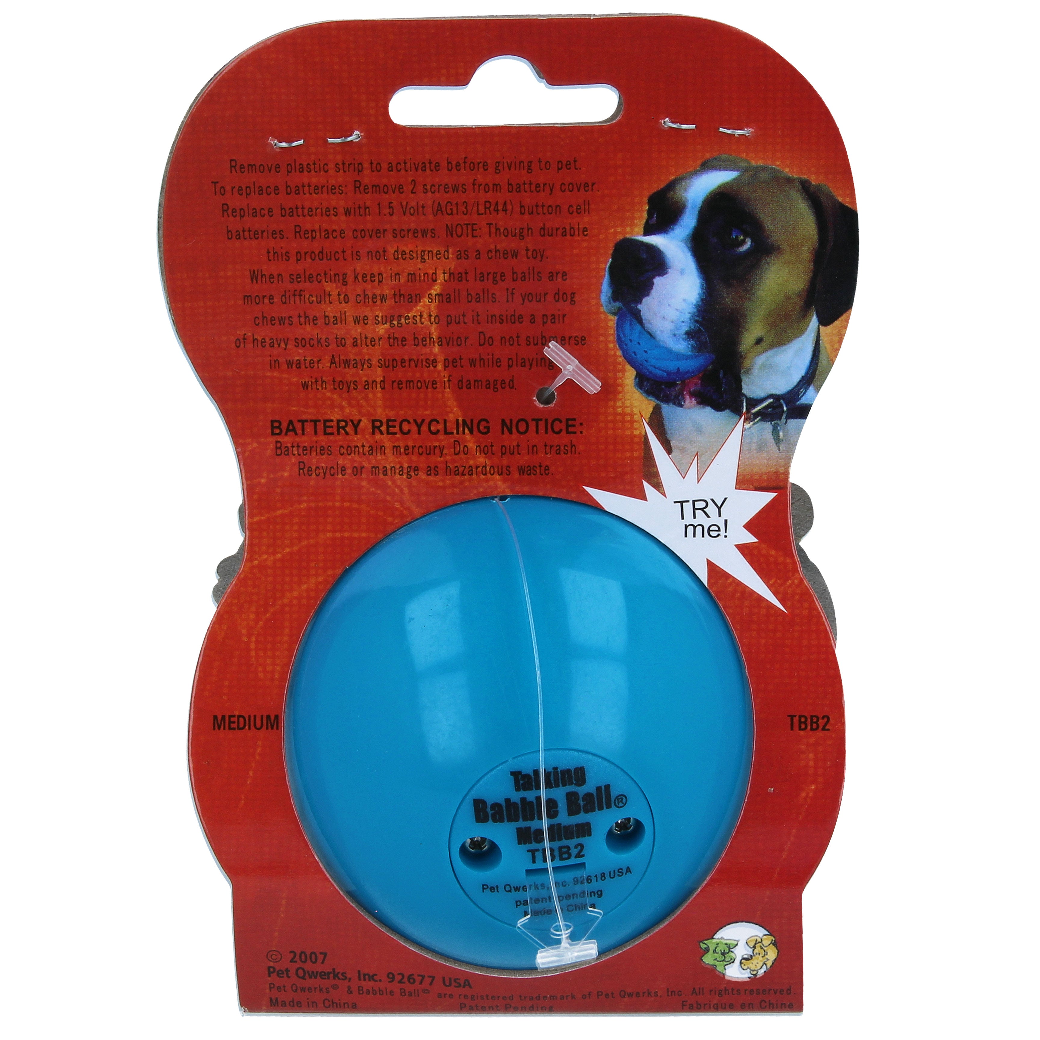 Image of Medium Talking Babble Ball Dog Toy - Doggie Solutions