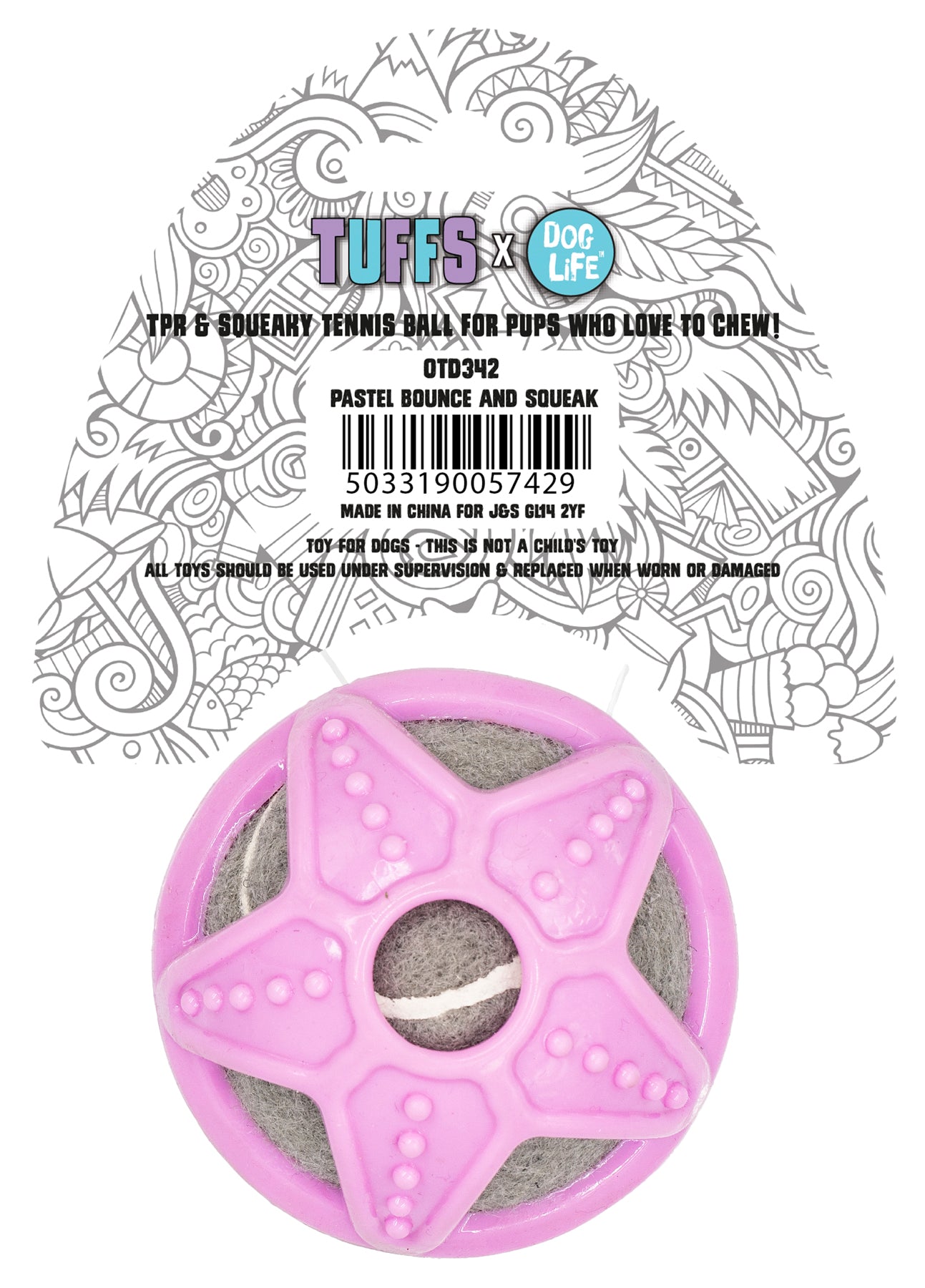 Image of Tuffs X Doglife Bounce & Squeak Dog Toy - Pink