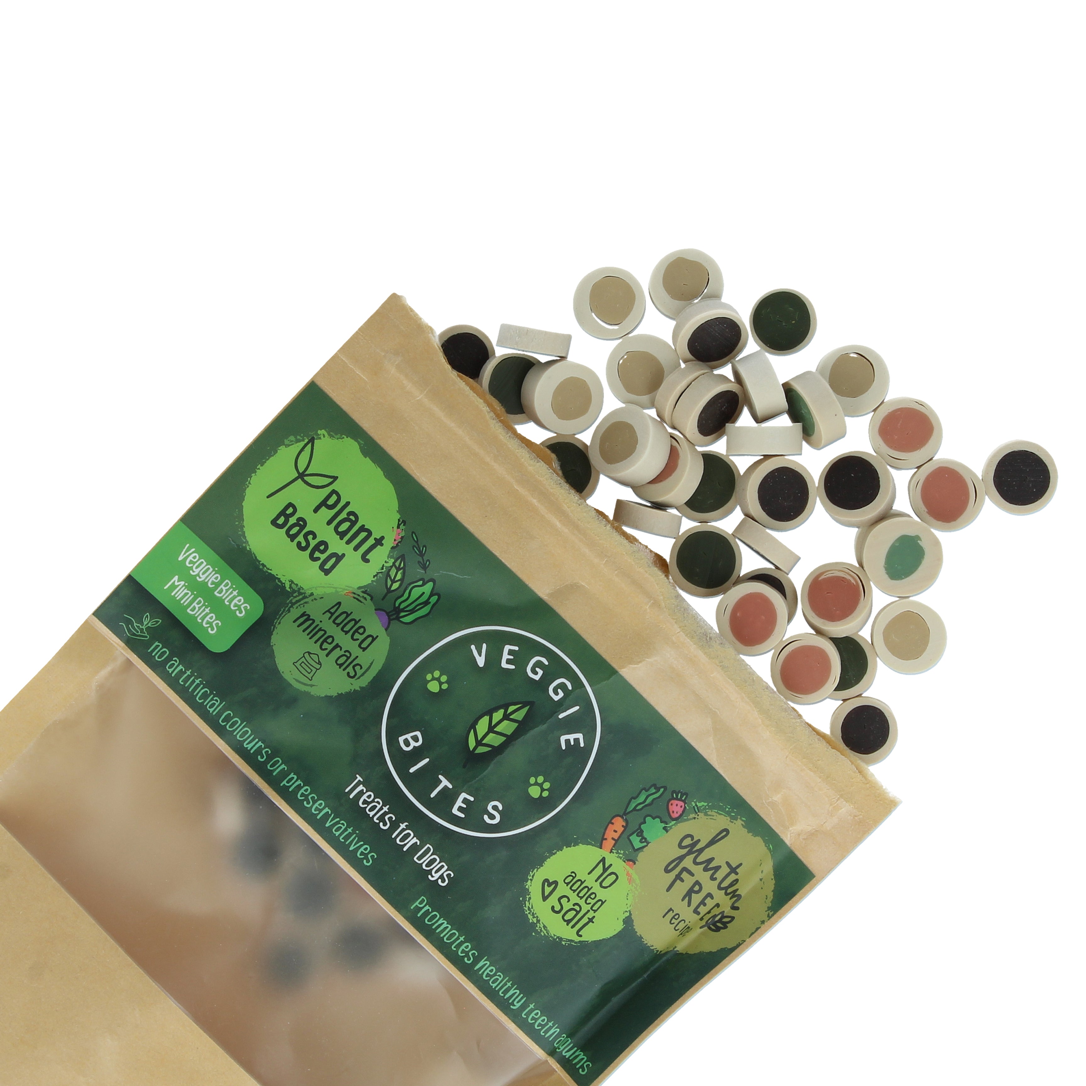 Image of Veggie Bites Mini Bites Dog Treats - Plant Based, Gluten Free 100g