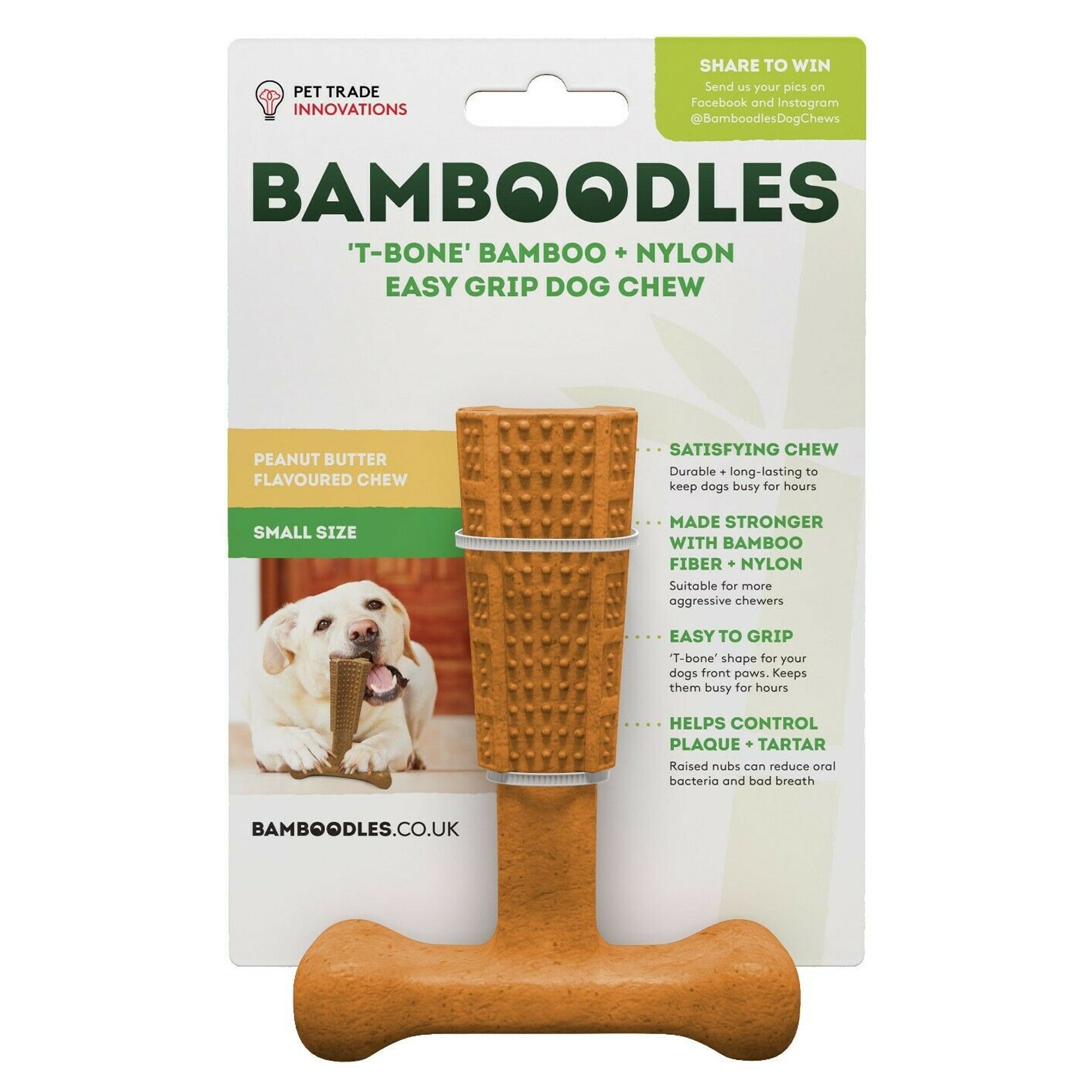 Image of Bamboodles T-Bone Peanut Butter Flavour Dog Chew - Medium