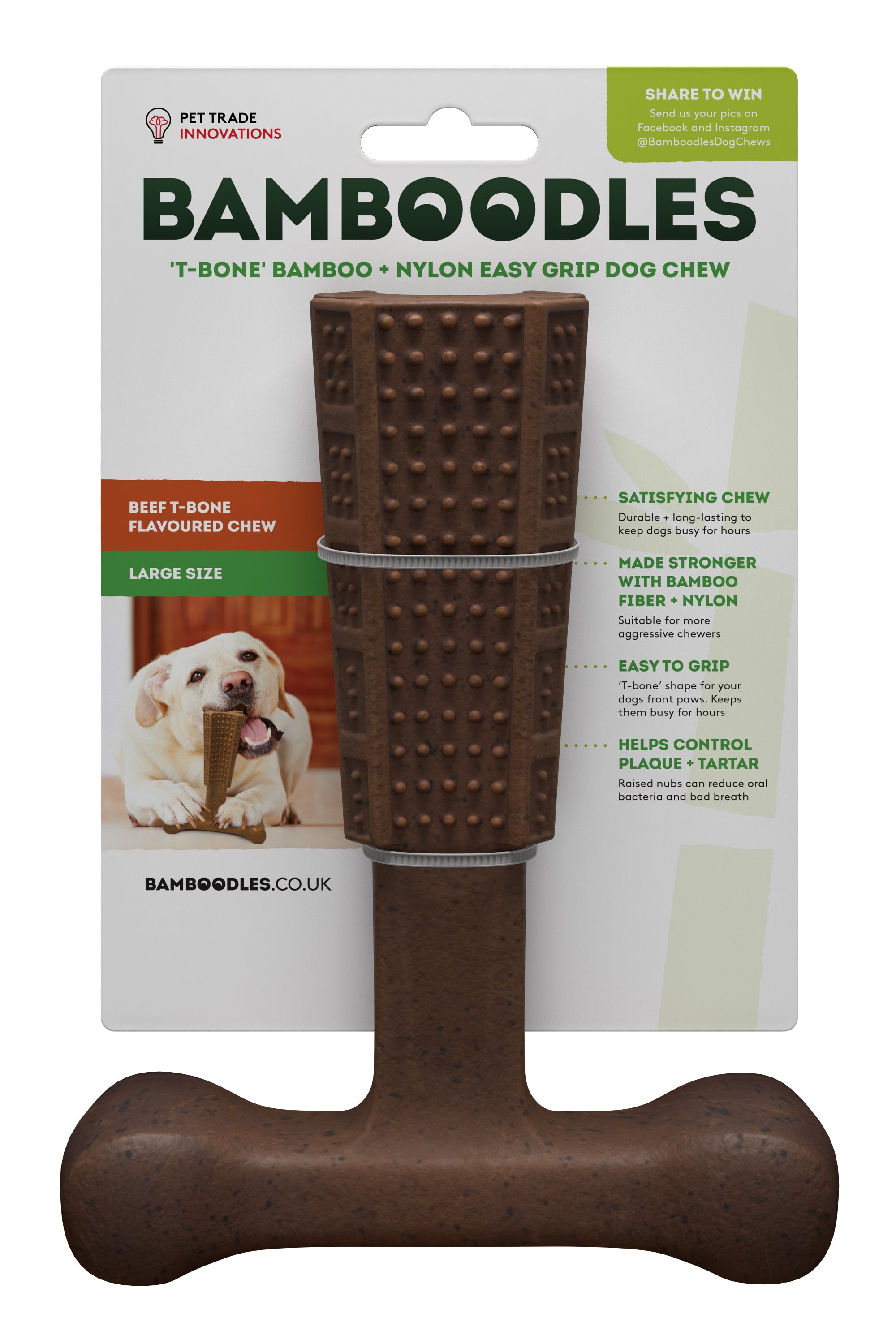 Image of Bamboodles T-bone Beef Flavour Dog Chew - Small
