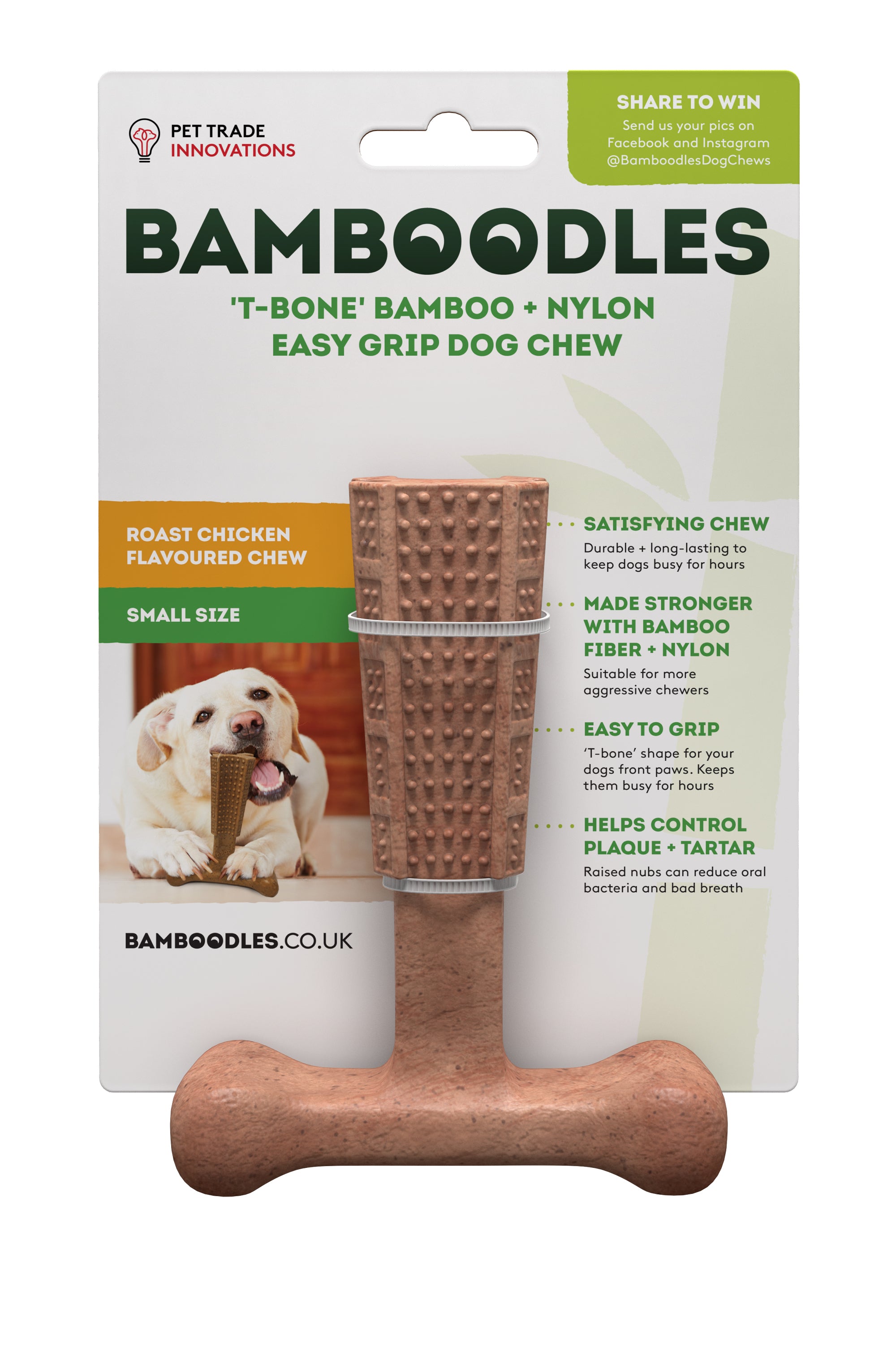 Image of Bamboodles T-bone Chicken Flavour Dog Chew - Small