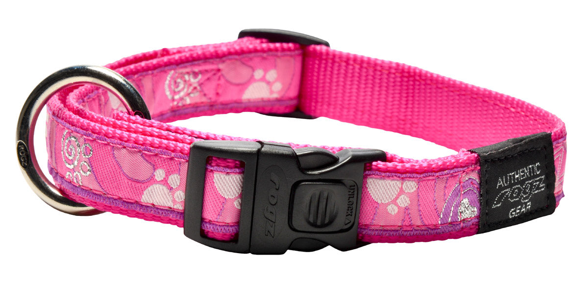 Image of Rogz Fancy Dress Pink Paw Dog Collar - Medium
