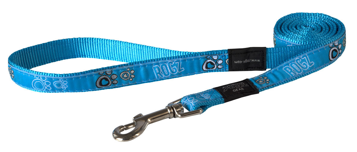 Image of Rogz Fancy Dress Turquoise Paw Dog Lead - Medium