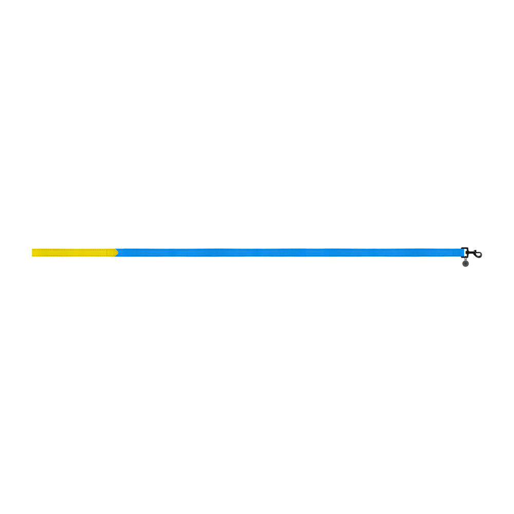 Image of Sotnos Colour Black Dog Lead - Blue/Yellow - Large