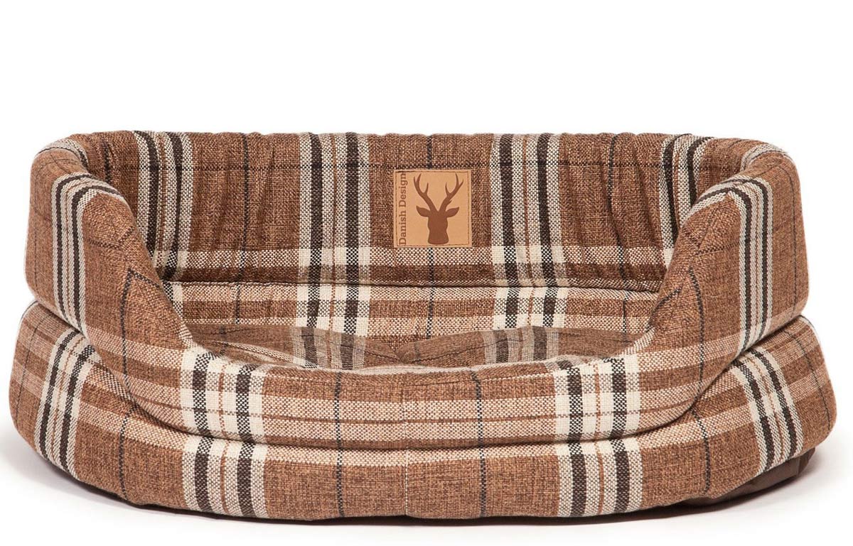 Image of Danish Design Newton Truffle Slumber Dog Bed - Brown/Cream - 35 inches