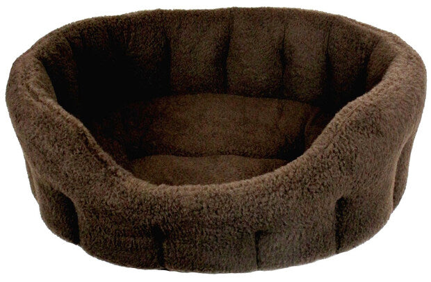 Image of Premium Fleece Oval Softee Dog Bed - Dark Brown - Size 5