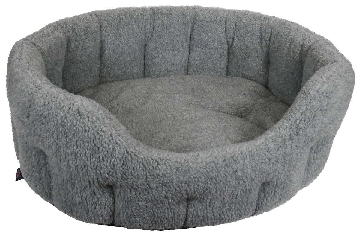 Image of Premium Fleece Oval Softee Dog Bed - Grey - Size 3