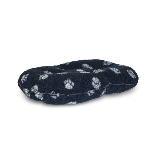 Image of Danish Design Sherpa Fleece Oval Quilted Dog Mattress - Navy - 18 inches