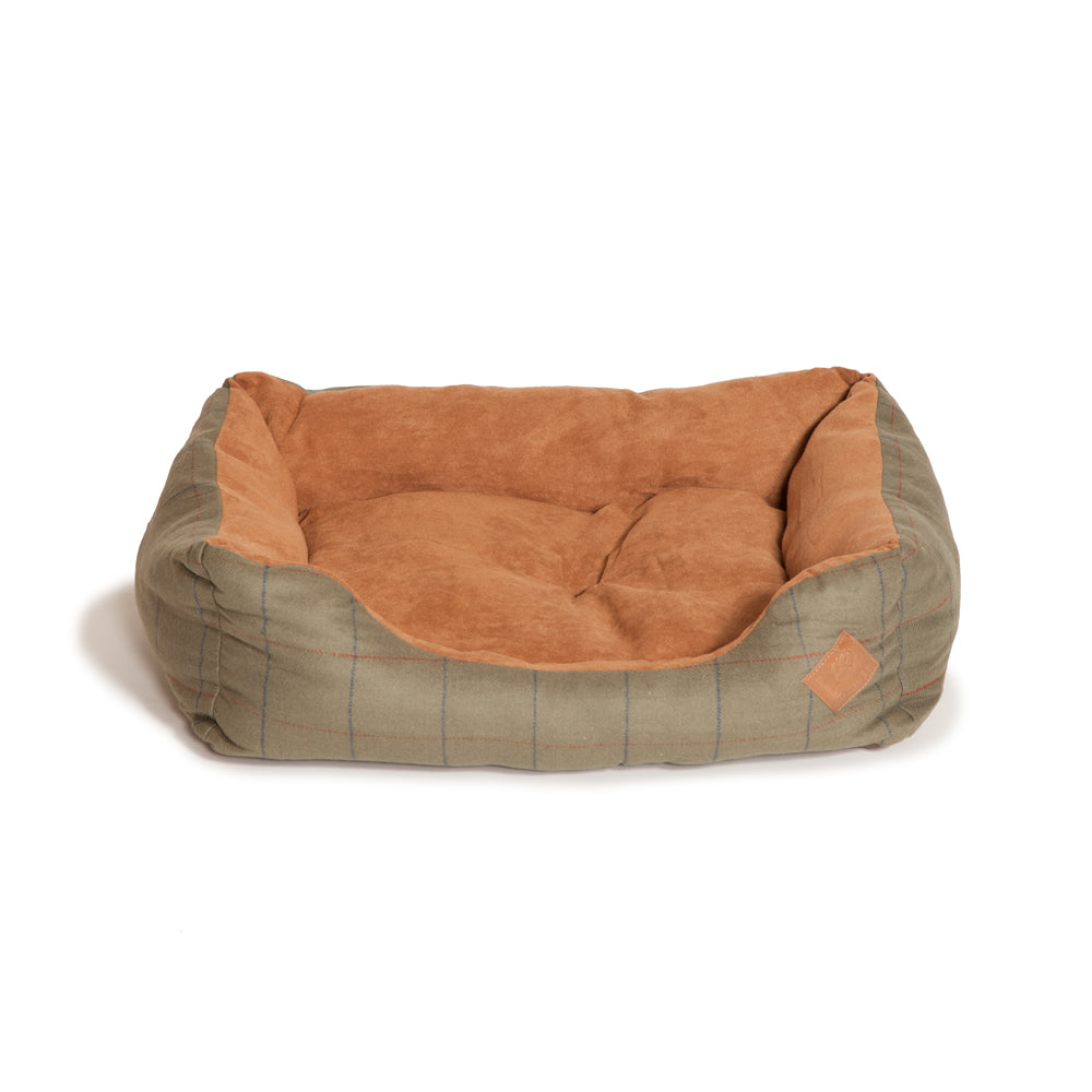 Image of Danish Design Tweed Rectangular Dog Bed - Green - Small 18 inches