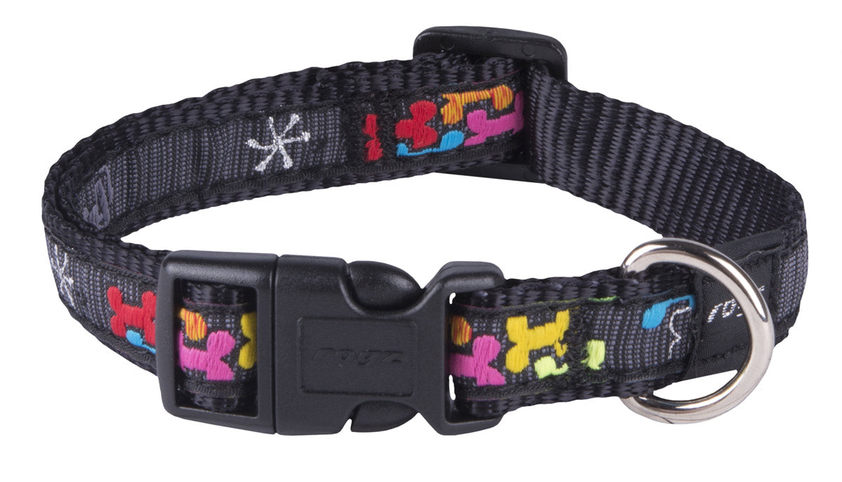 Image of Rogz Fancy Dress Multi-Colour Bone Dog Collar - Medium