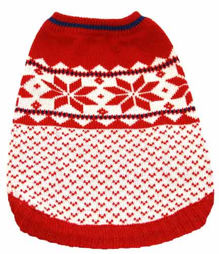 Image of Christmas Snowflake Dog Sweater - Red - Size Small 24 cm - Doggie Solutions