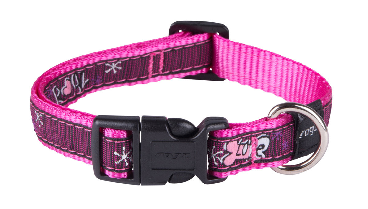 Image of Rogz Fancy Dress Pink Love Dog Collar - Large