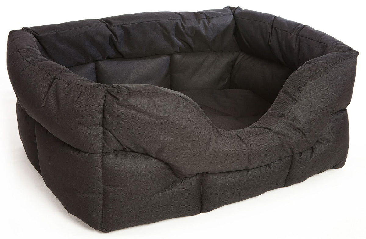 Image of Heavy Duty Deep Filled Waterproof Rectangular Dog Bed - Black - Jumbo