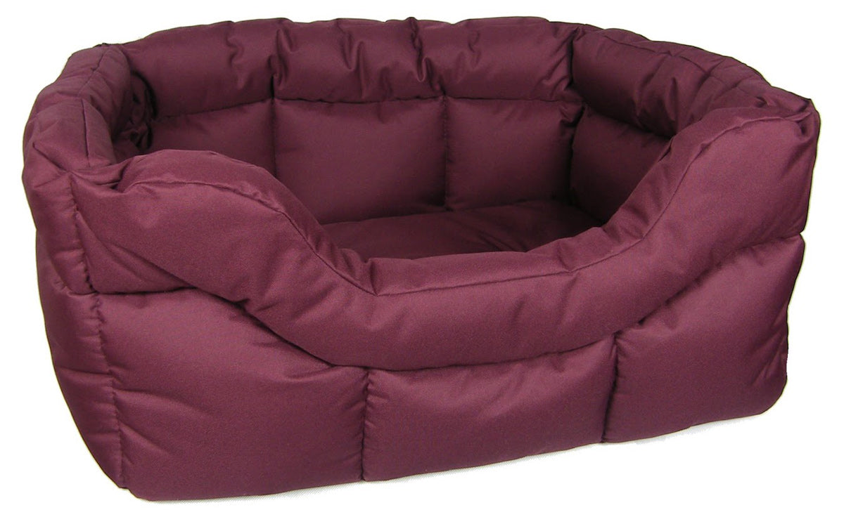 Image of Heavy Duty Deep Filled Waterproof Rectangular Dog Bed - Burgundy - Jumbo